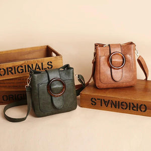 Retro Women Crossbody Bag Soft PU Leather Hasp Shoulder Bag Vintage Small Bag