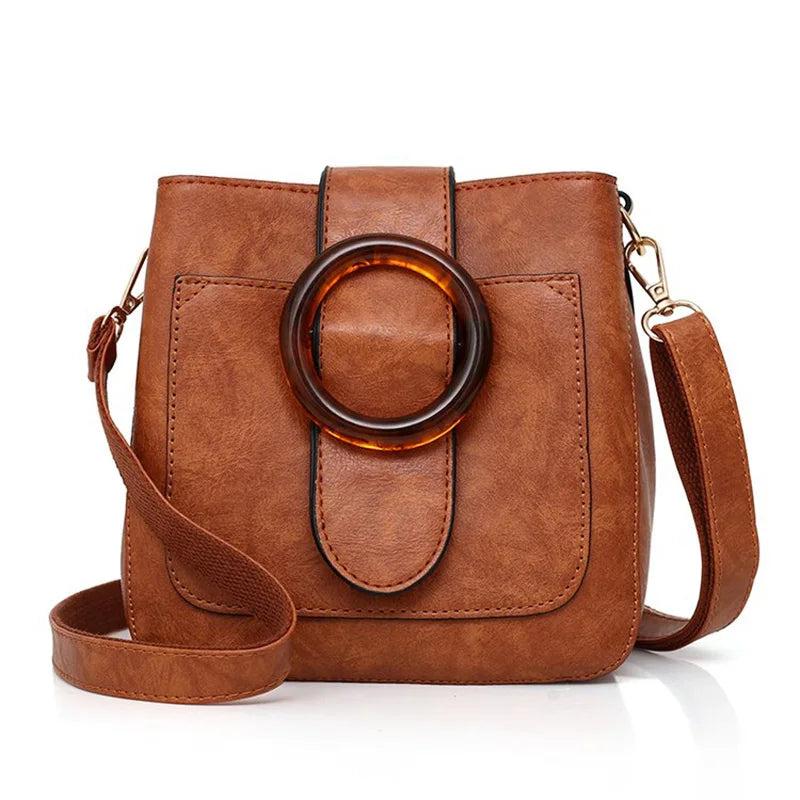 Retro Women Crossbody Bag Soft PU Leather Hasp Shoulder Bag Vintage Small Bag
