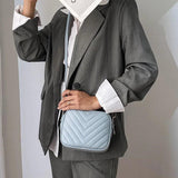 Casual Women Shoulder Bag Stripe PU Leather Crossbody Tote Handbag