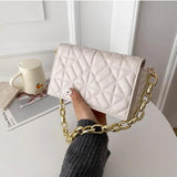 Plaid Shoulder Bag Thick Chain Underarm Bags For Women Handbags And Purses
