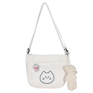 Canvas Youth Women's Shoulder Bag Cartoon College Student Crossbody Messenger