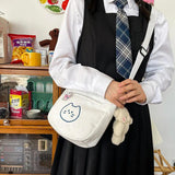 Canvas Youth Women's Shoulder Bag Cartoon College Student Crossbody Messenger