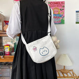 Canvas Youth Women's Shoulder Bag Cartoon College Student Crossbody Messenger