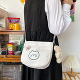 Canvas Youth Women's Shoulder Bag Cartoon College Student Crossbody Messenger