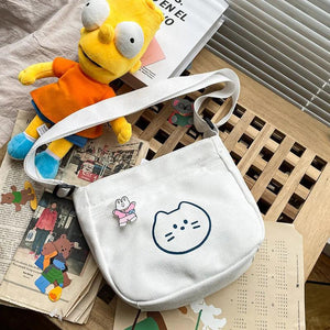 Canvas Youth Women's Shoulder Bag Cartoon College Student Crossbody Messenger