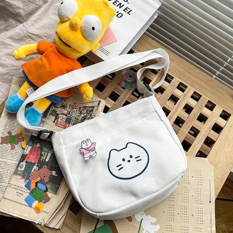 Canvas Youth Women's Shoulder Bag Cartoon College Student Crossbody Messenger