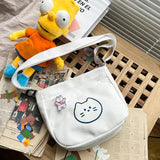 Canvas Youth Women's Shoulder Bag Cartoon College Student Crossbody Messenger
