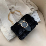 Soft Fur Women's Crossbody Bags Deer Lock Chain Plush Ladies Shoulder Messenger