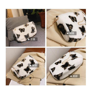 Leopard Print Plush Cross Body Bag for Women
