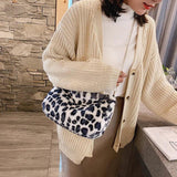 Leopard Print Plush Cross Body Bag for Women