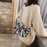 Leopard Print Plush Cross Body Bag for Women