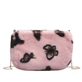 Leopard Print Plush Cross Body Bag for Women