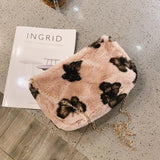 Leopard Print Plush Cross Body Bag for Women