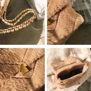 Winter Plush Shoulder Bags for Women Solid Crossbody Bag Warm Small Flap