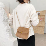 Winter Plush Shoulder Bags for Women Solid Crossbody Bag Warm Small Flap