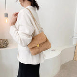 Winter Plush Shoulder Bags for Women Solid Crossbody Bag Warm Small Flap