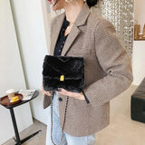 Winter Plush Shoulder Bags for Women Solid Crossbody Bag Warm Small Flap