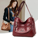 Women's Soft PU Leather Shoulder Bags Solid Large Capacity Crossbody Bag