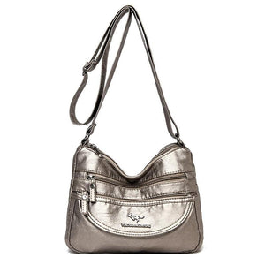 Women's Soft PU Leather Shoulder Bags Solid Large Capacity Crossbody Bag