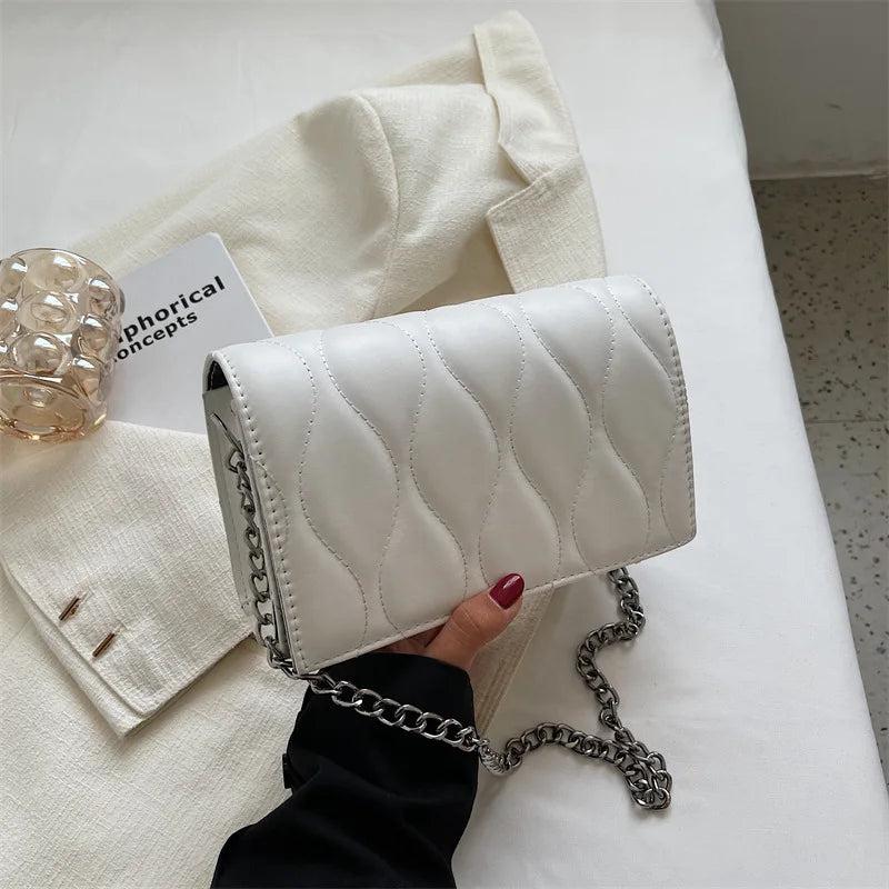Women's PU Leather Chain Shoulder Bag Solid Messenger Female Bags