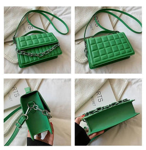 Chain Handbags for Women Striped Plaid Small Square Bag Women Shoulder Bags