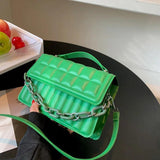 Chain Handbags for Women Striped Plaid Small Square Bag Women Shoulder Bags