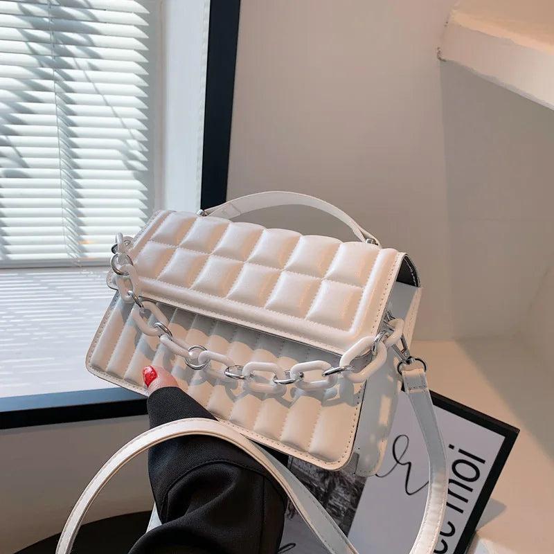 Chain Handbags for Women Striped Plaid Small Square Bag Women Shoulder Bags