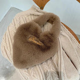 Heart Shape Women Soft Plush Hand Bag Faux Fur Tote Bags