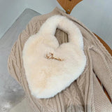 Heart Shape Women Soft Plush Hand Bag Faux Fur Tote Bags