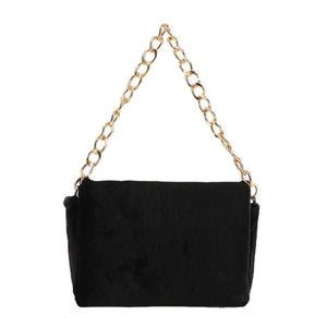 Leopard Print Thick Chain Shoulder Bag Plush Handbag