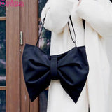 Vintage Canvas Shoulder Bag Large Capacity Zipper Messenger Tote with Bowknot