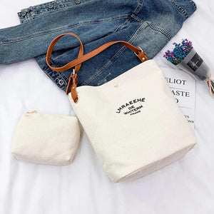 Large Capacity Canvas Tote Bag Shoulder Handbag Shopping Messenger Wallet