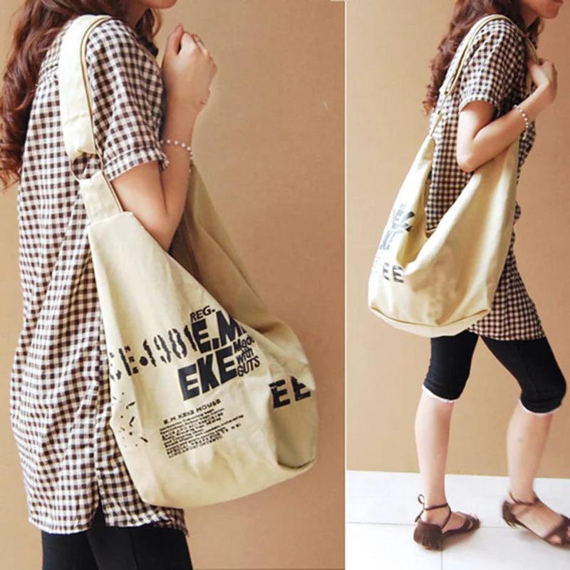 Retro Canvas Handbags Women Casual Shoulder Bags Large Capacity