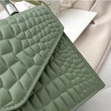 Crocodile Pattern Tote Handbag Chain Crossbody Square Bag
