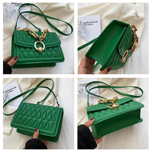 Small Shoulder Bag Chain Crossbody Plaid Pu Leather Women's Bag