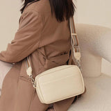 Wide Strap Crossbody Bag Solid Classic Handbag Square Shoulder Sling