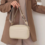Wide Strap Crossbody Bag Solid Classic Handbag Square Shoulder Sling