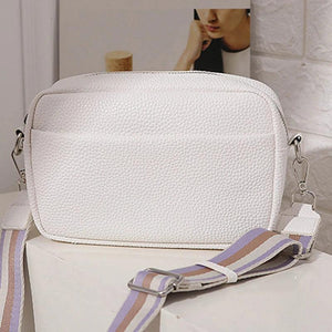 Wide Strap Crossbody Bag Solid Classic Handbag Square Shoulder Sling