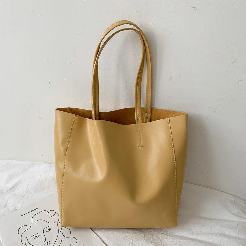 Women Handbags Large Capacity Shoulder Bags Totes High PU Leather Solid Bags