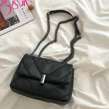 Quilted Shoulder Bag Chain Crossbody Large Capacity Handbag Solid Messenger