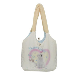 Soft Puppy Print Hand Bag Plush Shoulder Bag