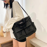 Nylon Women Tote Bag Large Capacity Shoulder Bag Multifunction Bookbag