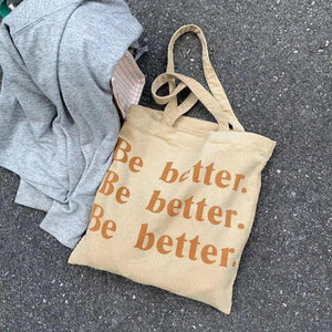 Corduroy Shoulder Bag Reusable Tote Handbag for Women