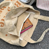 Corduroy Shoulder Bag Reusable Tote Handbag for Women