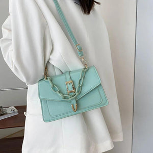 Women Chain Flap Square Bags PU Leather Shoulder Messenger Bags