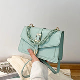 Women Chain Flap Square Bags PU Leather Shoulder Messenger Bags