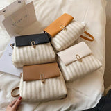 Handwoven Straw Shoulder Bag Beach Lock Rattan Messenger Bag