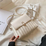 Handwoven Straw Shoulder Bag Beach Lock Rattan Messenger Bag