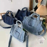 Denim Cloth Women Little Shoulder Bag Girl Light Canvas Fabric Handbag