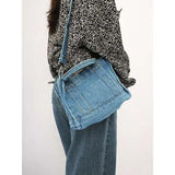 Denim Cloth Women Little Shoulder Bag Girl Light Canvas Fabric Handbag